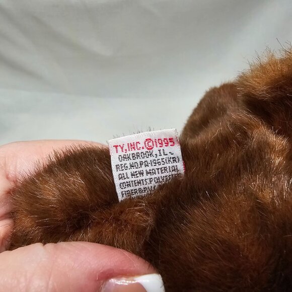 Vintage 1995 Beanie Baby Stuffed Brown Bear Plushie Plush - Picture 6 of 13
